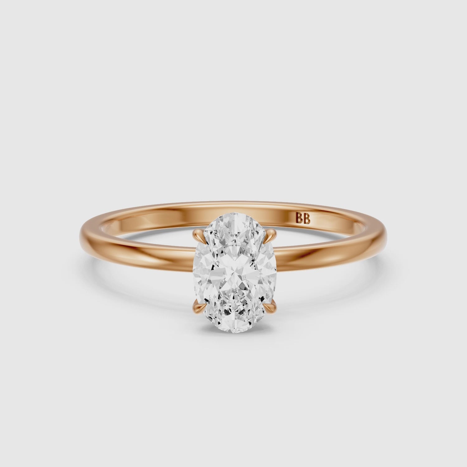 Load video: Hailey 4 Prong Oval Cut Solitaire Lab Grown Diamond Ring