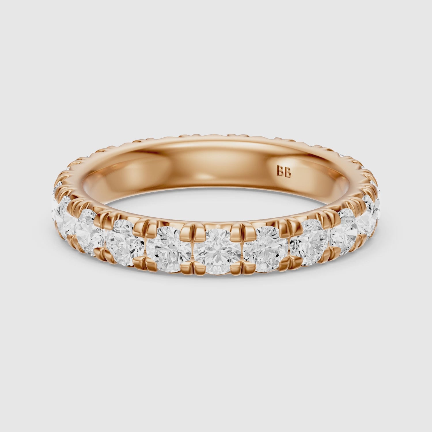 Load video: Emma Round Cut French Pave Lab Grown Diamond Stackable Eternity Band