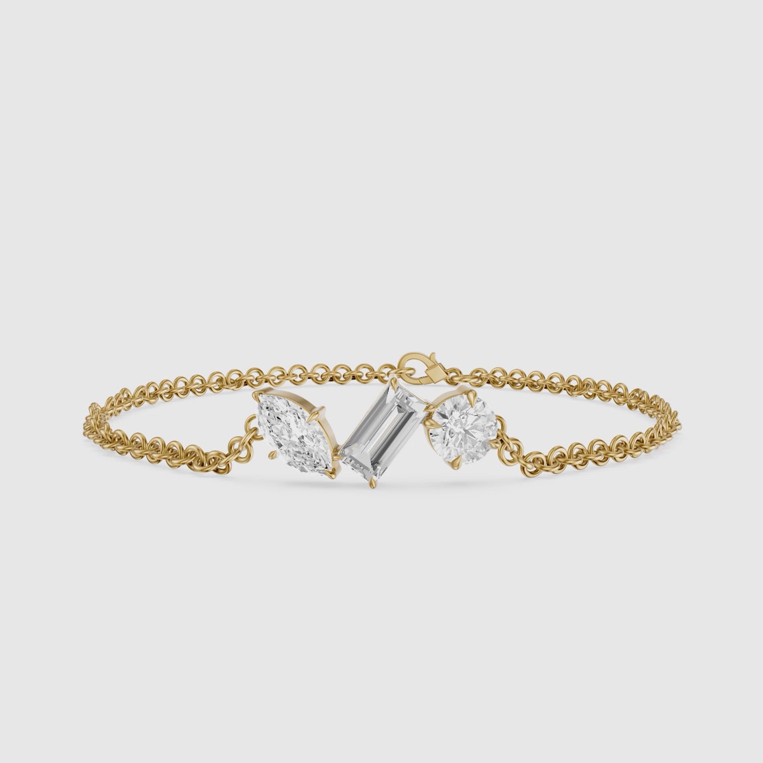 Load video: Dulcie Mixed Shape Lab Grown Diamond Trio Station Chain Bracelet
