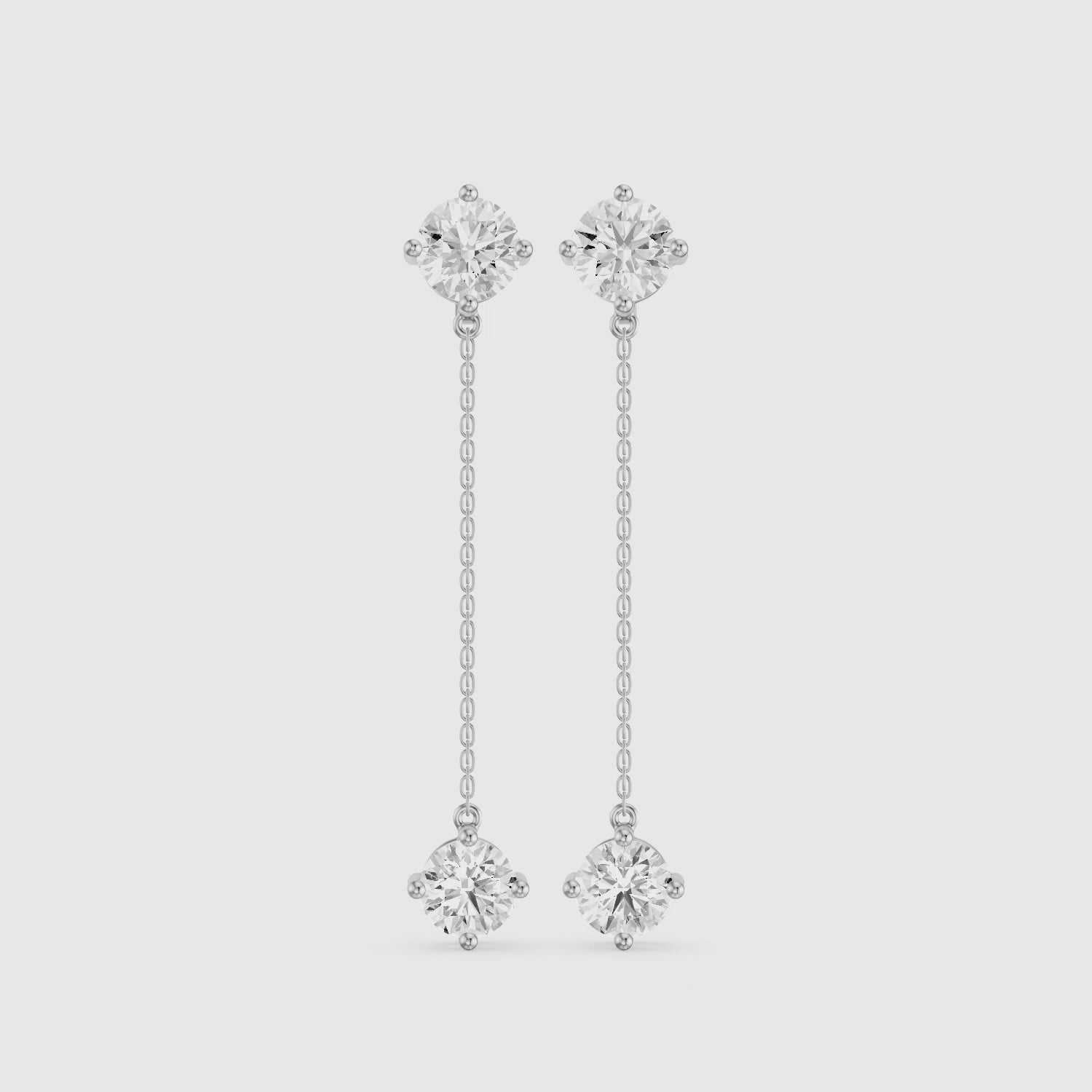 Load video: Zia Round Lab Grown Diamond Chain Dangle Earrings