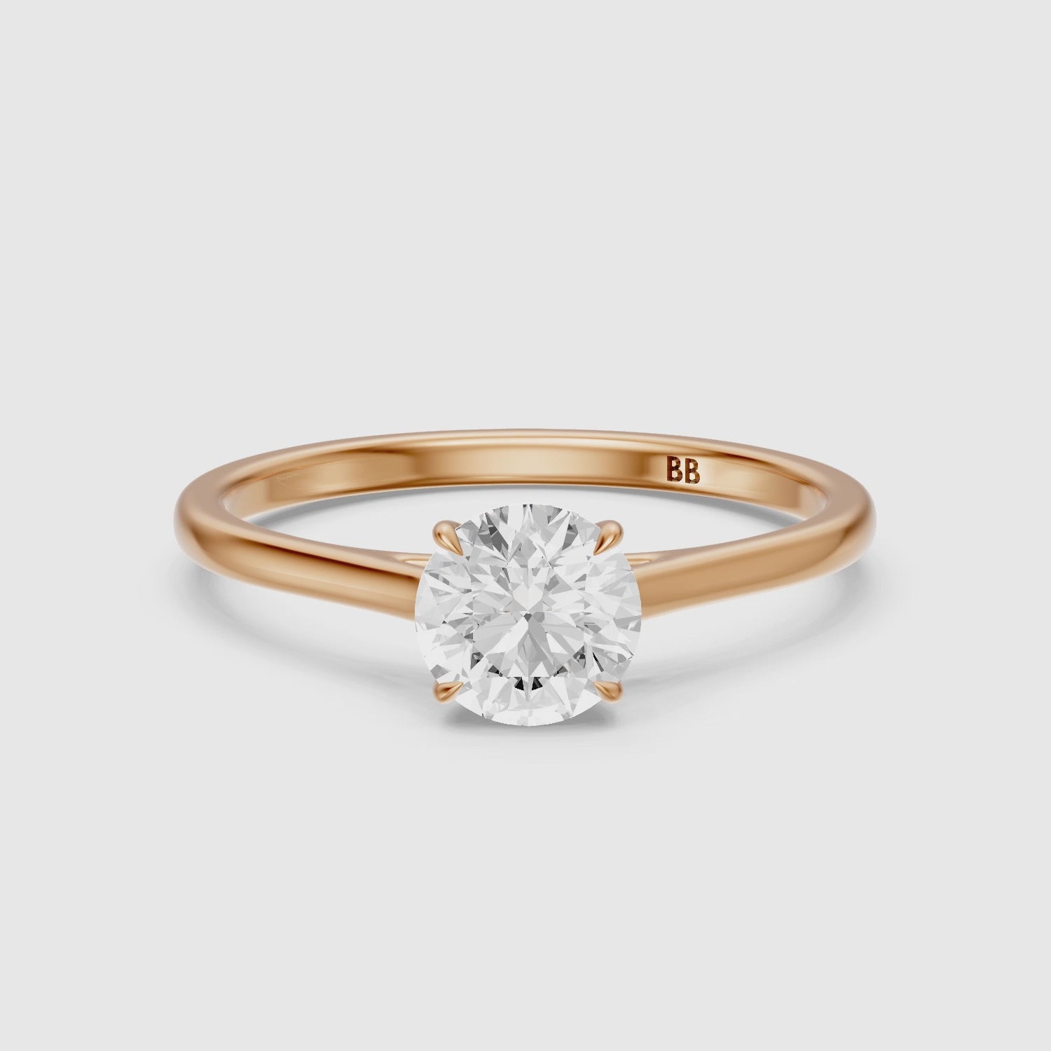 Load video: Aubria Round Cut Solitaire Cathedral Style Lab Grown Diamond Ring