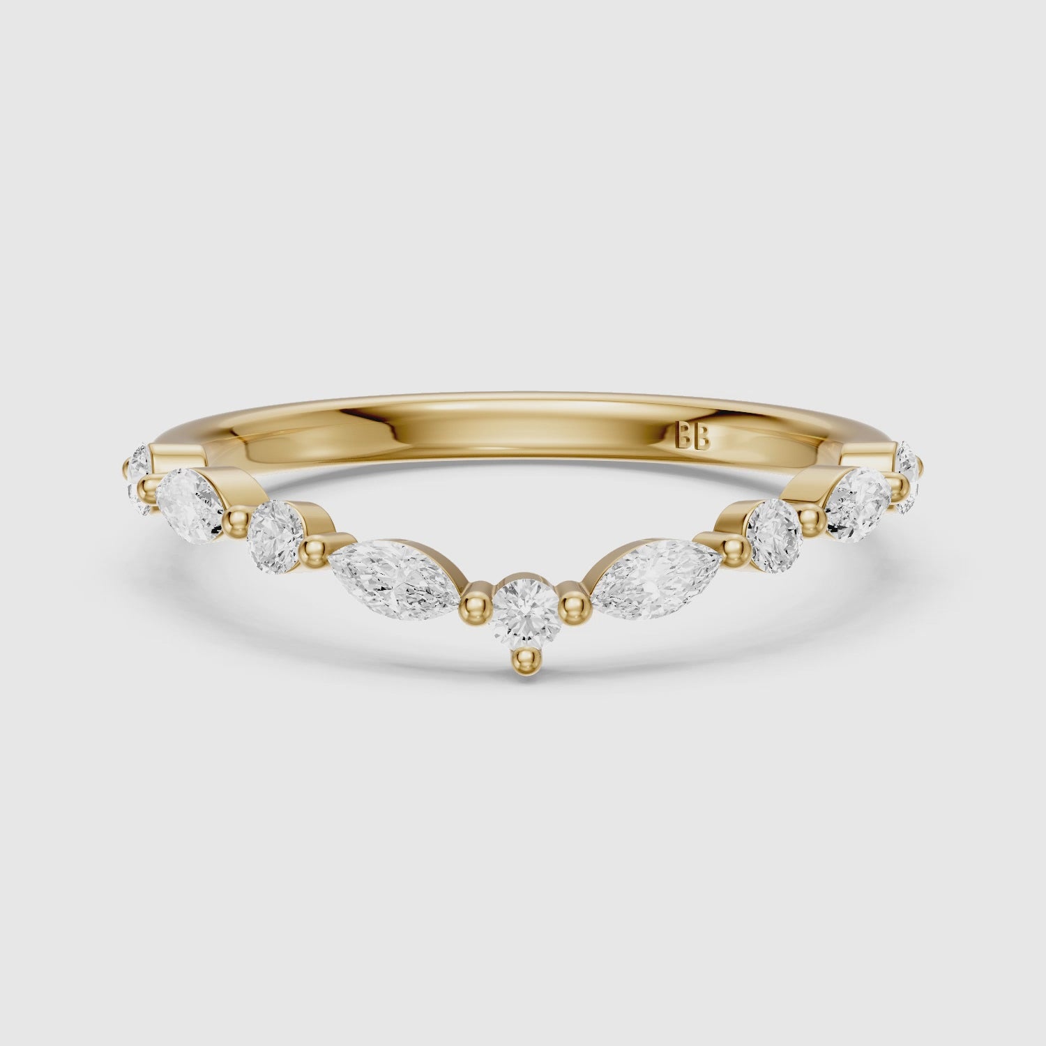 Load video: Sloane Chevron Marquise and Round Lab Diamond Wedding Band