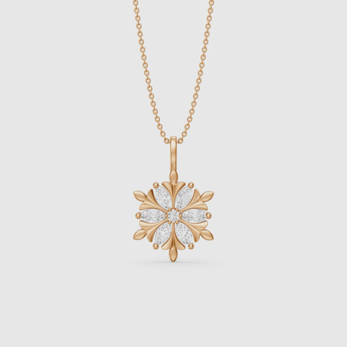 Load video: Emory Marquise Lab Grown Diamond Flower Pendant