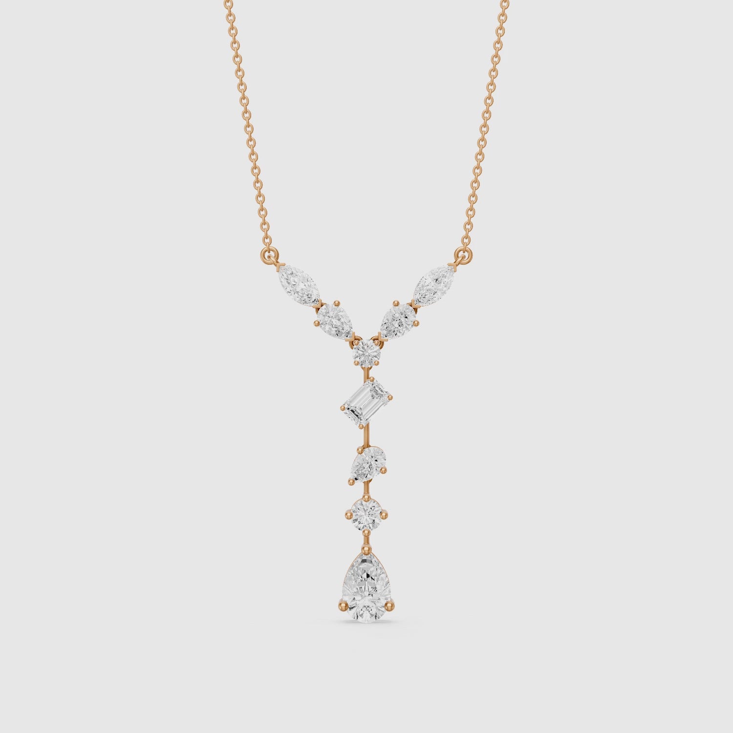 Load video: Elvie Multi Shape Lab Grown Diamond Drop Necklace
