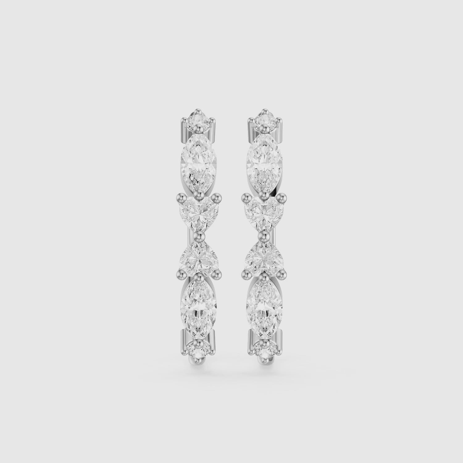 Load video: Eveline Multi Shape Lab Grown Diamond Hoop Earrings