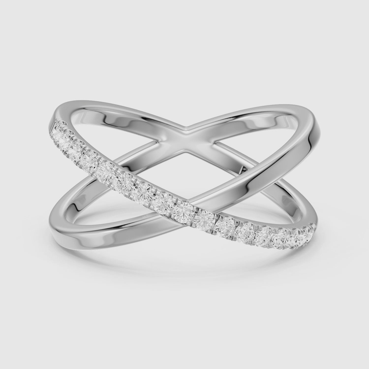 Load video: Everly Criss Cross Lab Grown Diamond Wedding Band