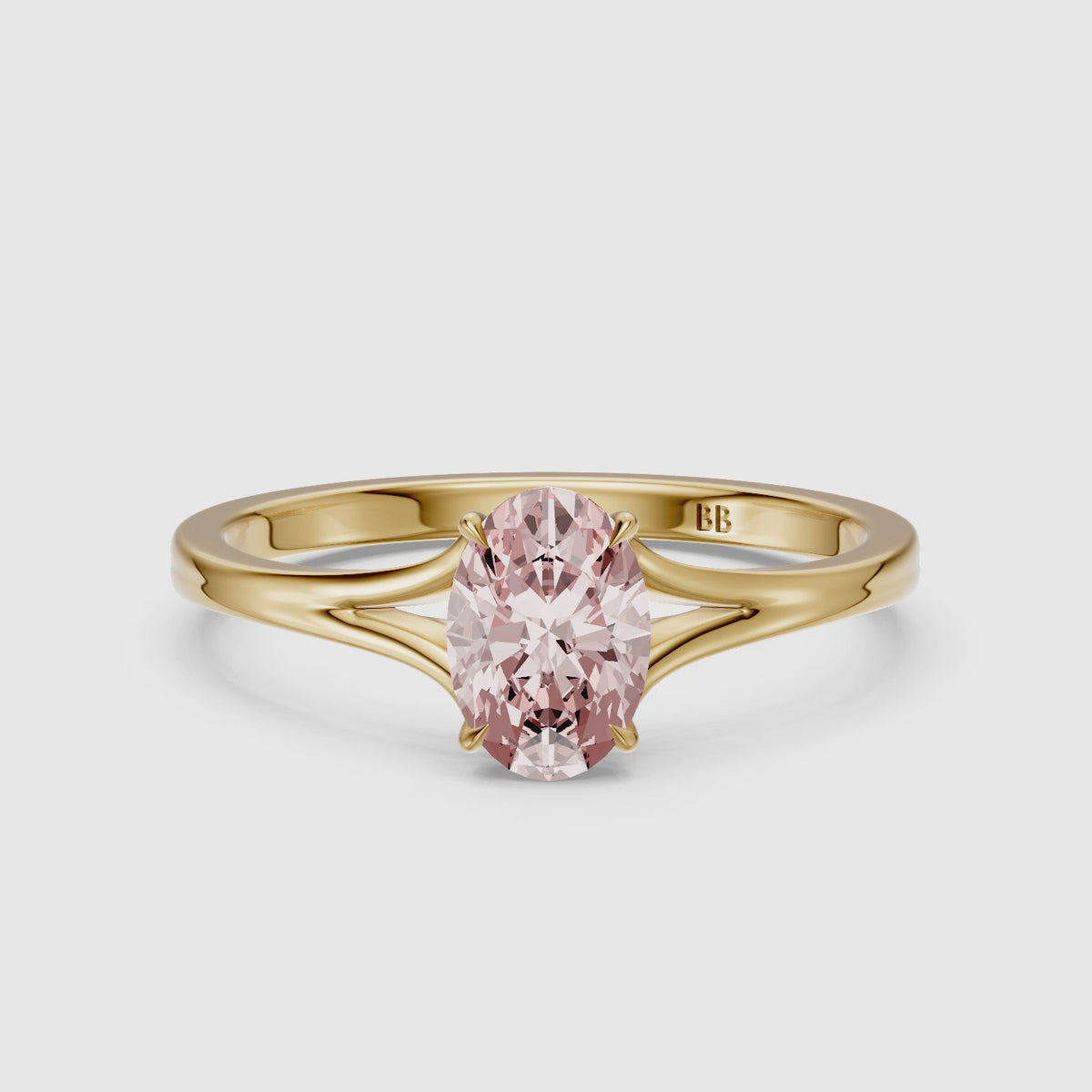 Load video: Ainslee Oval Pink Lab Grown Diamond Split Shank Solitaire Ring