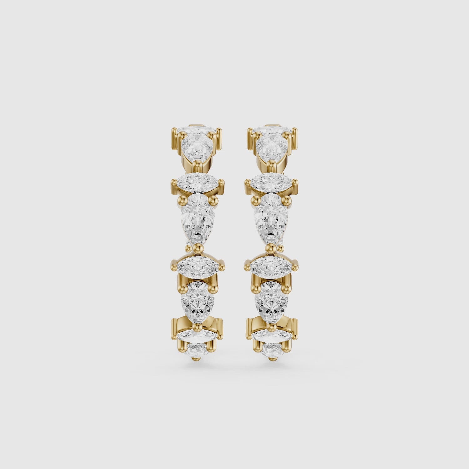 Load video: Erin Marquise, Pear and Round Cut Lab Grown Diamond Inside Out Hoop Earrings