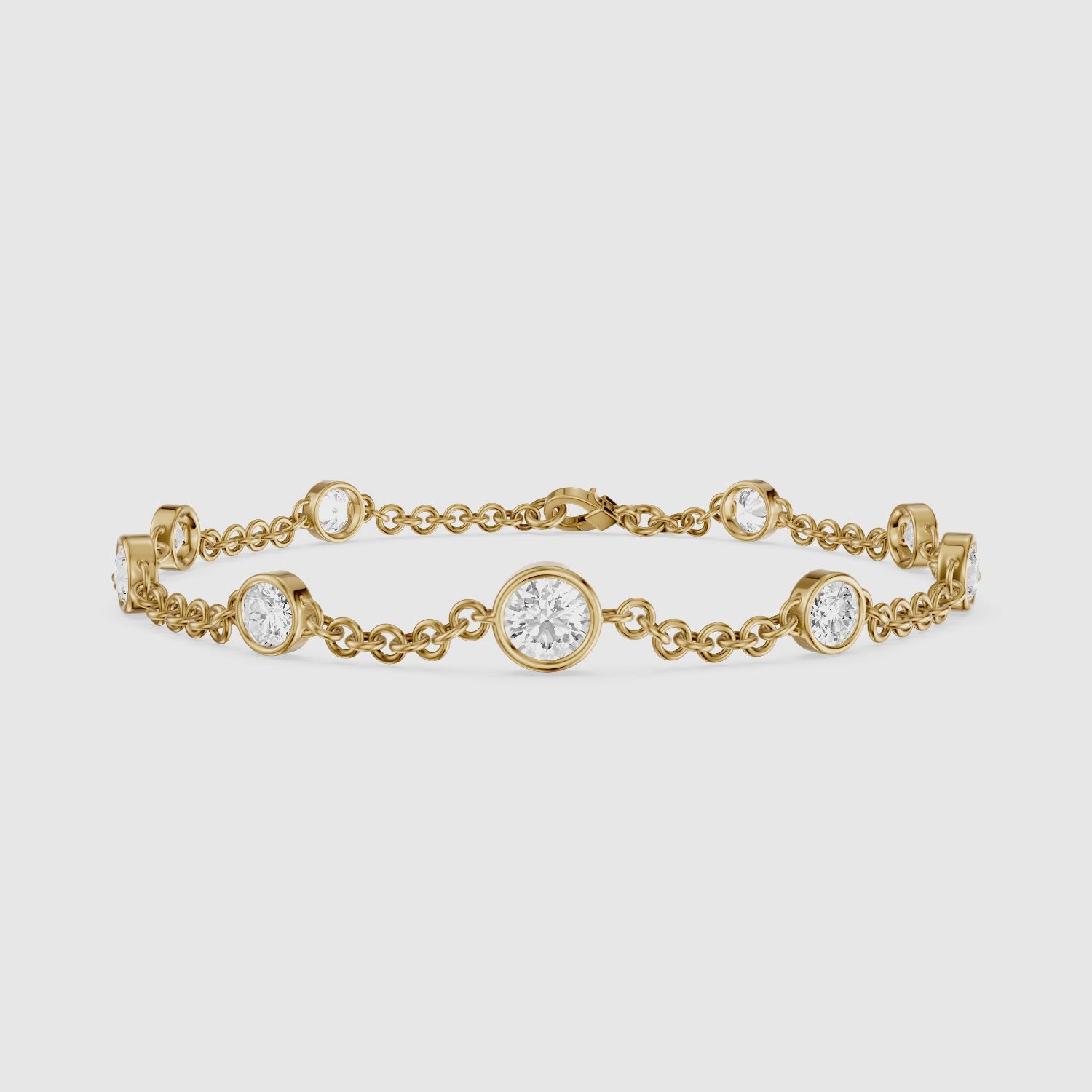 Load video: Janine Round Bezel Lab Grown Diamond Station Bracelet