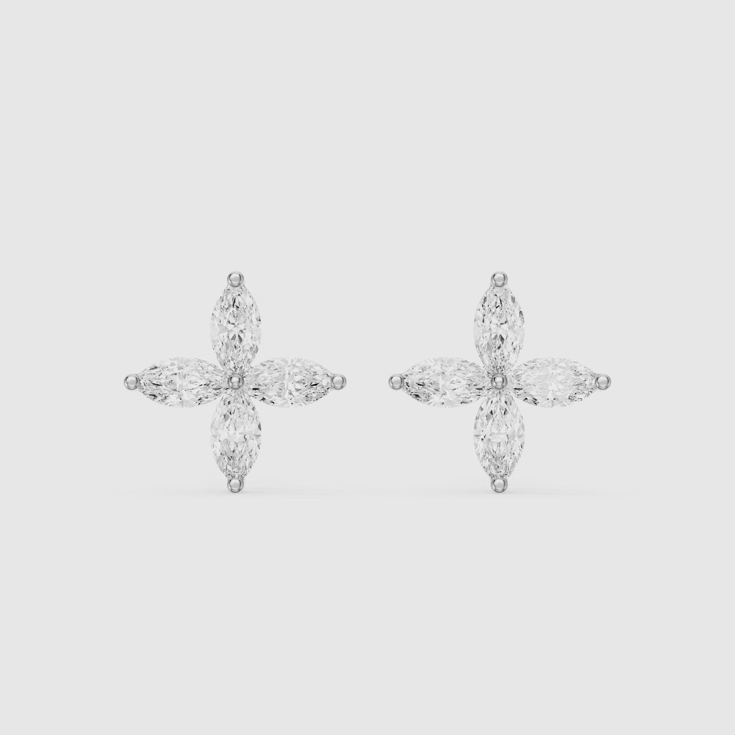 Load video: Leire Marquise Cut Lab Grown Diamond Floral Stud Earrings