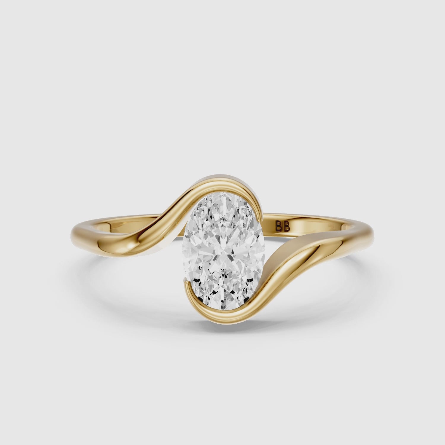 Load video: Brianna Oval Cut Bypass Moissanite Diamond Engagement Ring