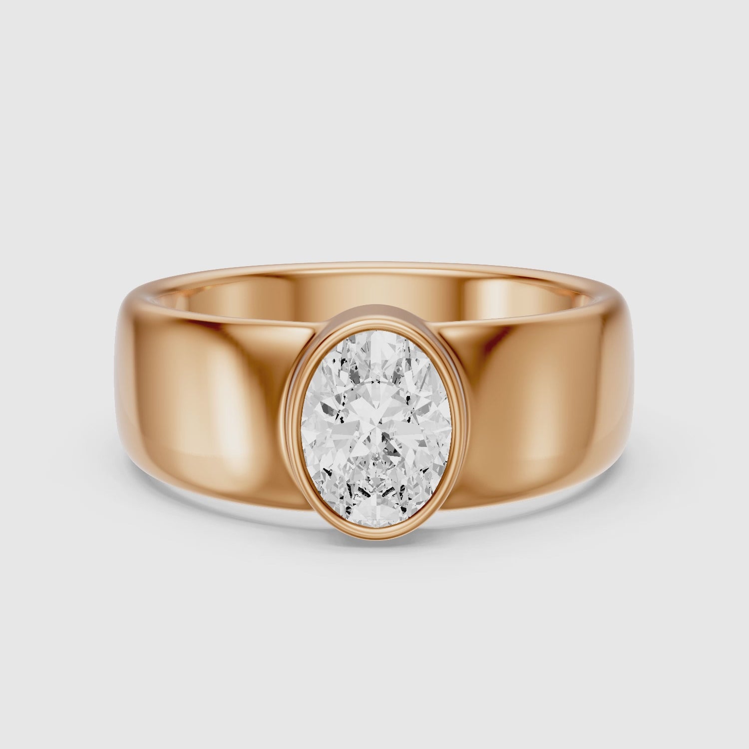 Load video: Renate Oval Cut Lab Diamond Bezel Set Cigar Band