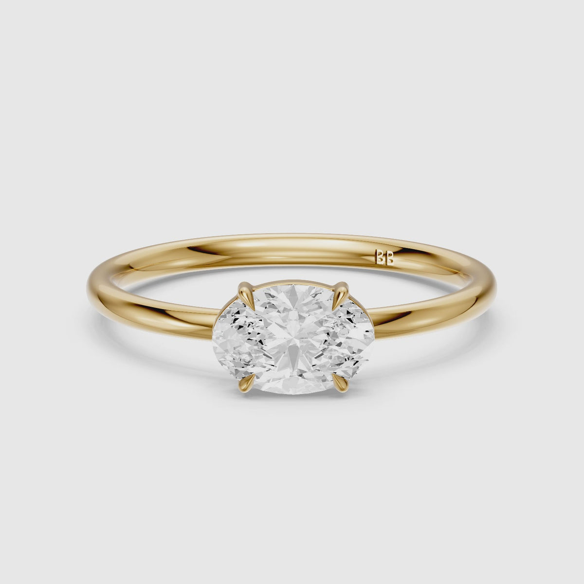 Load video: Miri Oval East West Cathedral Lab Grown Diamond Engagement Ring
