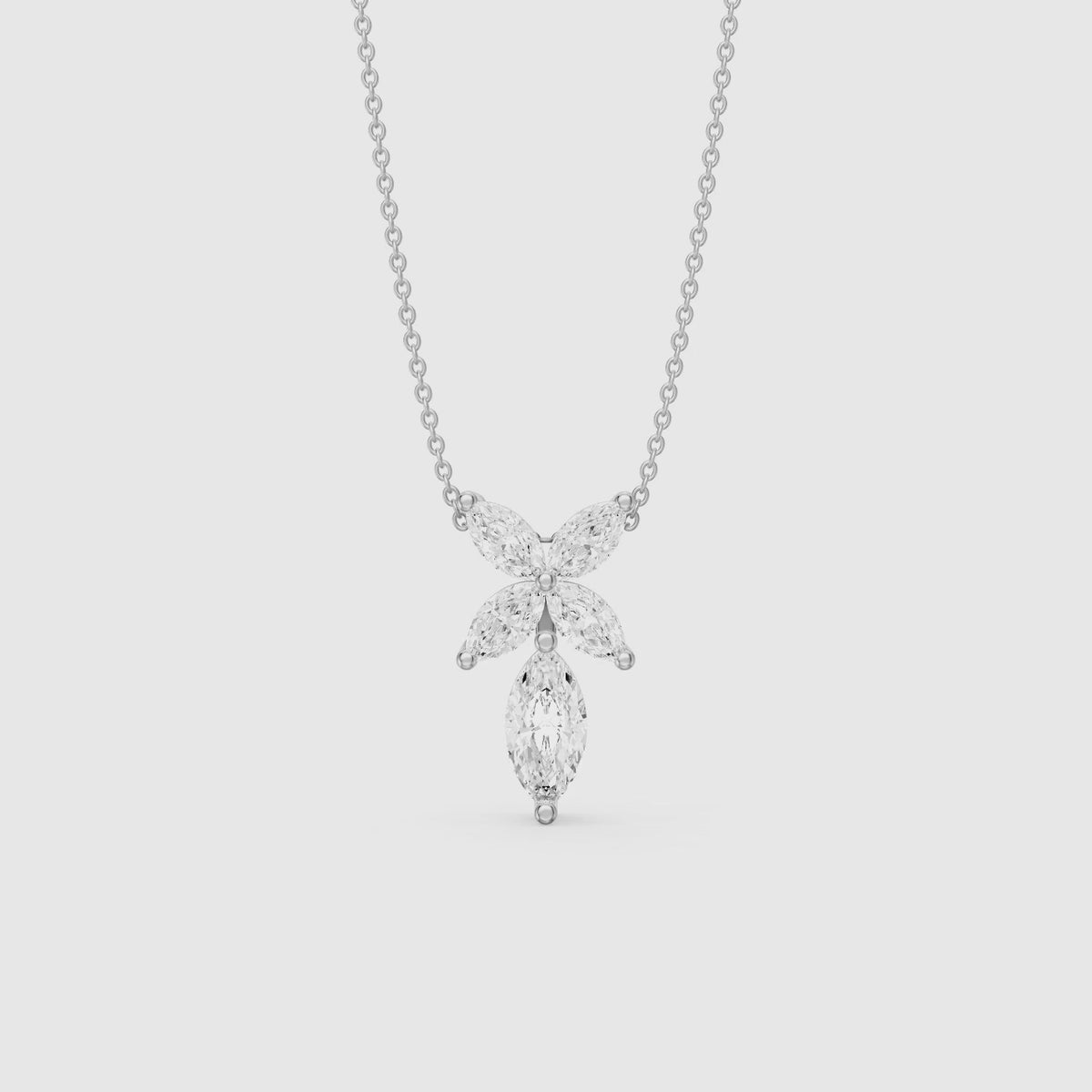 Load video: Elodie Marquise Cut Lab Grown Diamond Floral Pendant