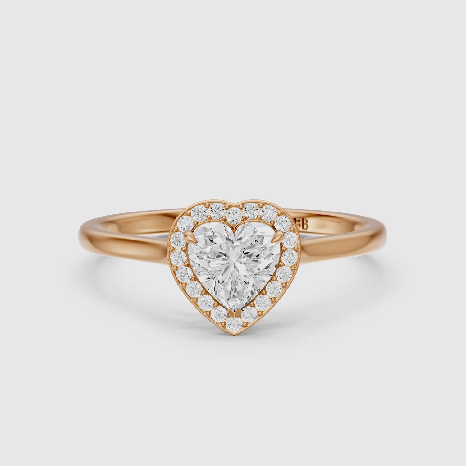 Load video: Brooke Heart Diamond Halo Cathedral Style Lab Grown Engagement Ring