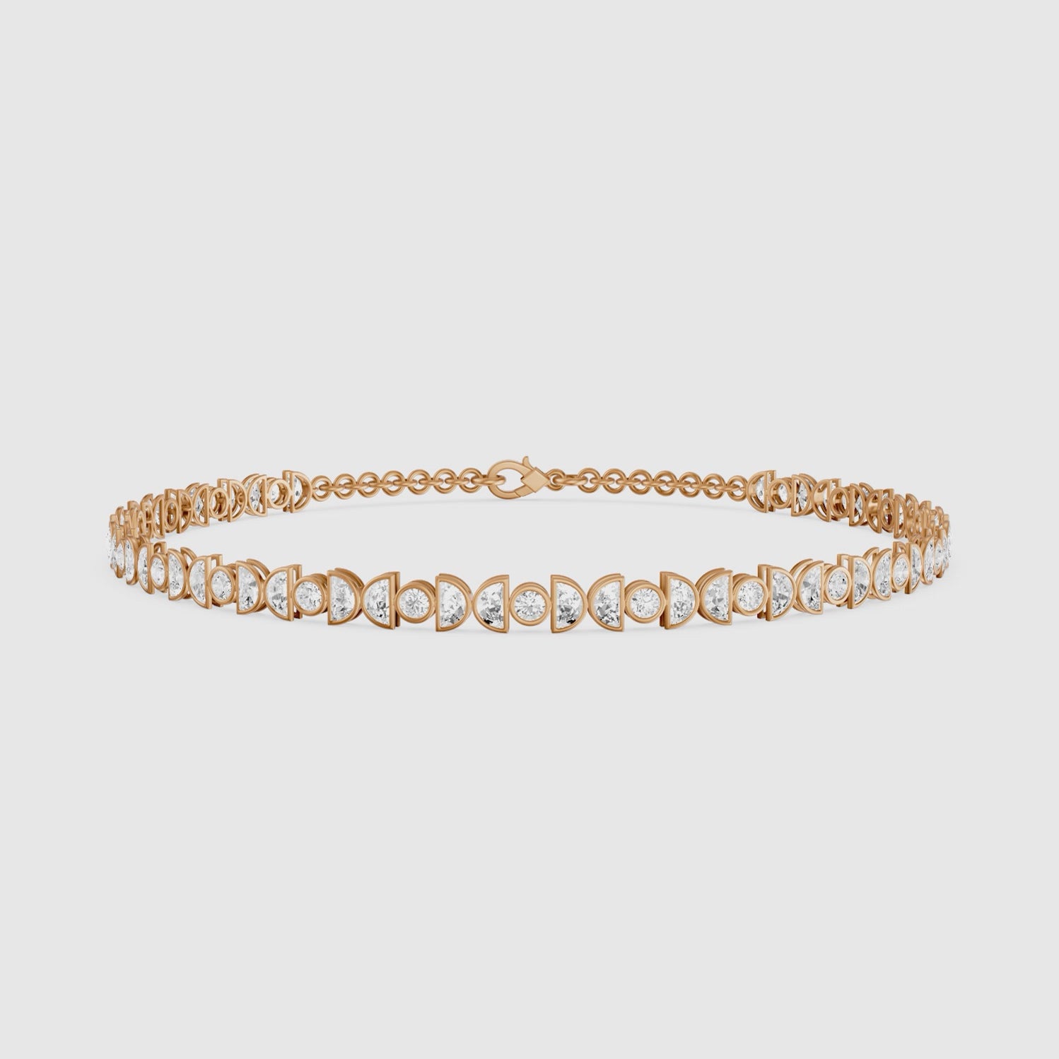 Load video: Aine Round and Half Moon Lab Grown Diamond Tennis Bracelet