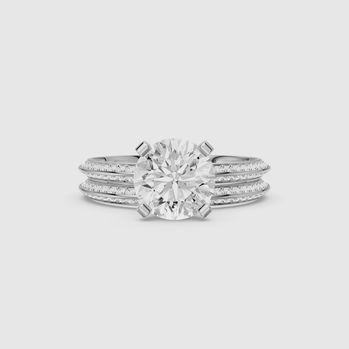 Load video: Lyric Round Lab Grown Diamond Wide Pavé Bridal Set