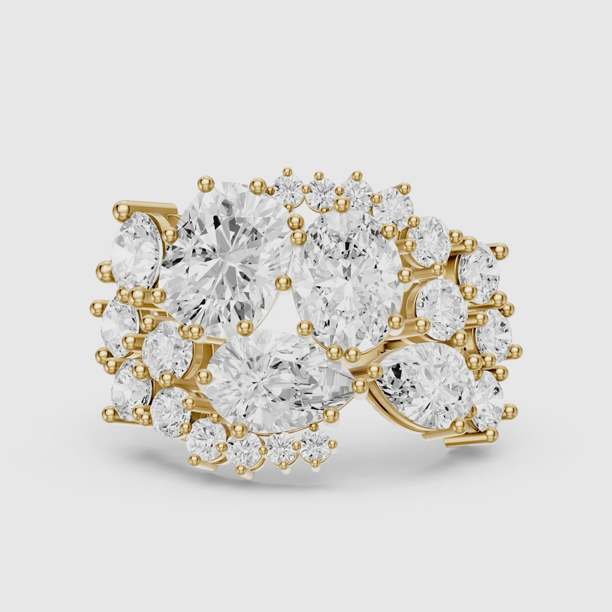 Load video: Lainey Multi Shape Lab Grown Diamond Cluster Engagement Ring
