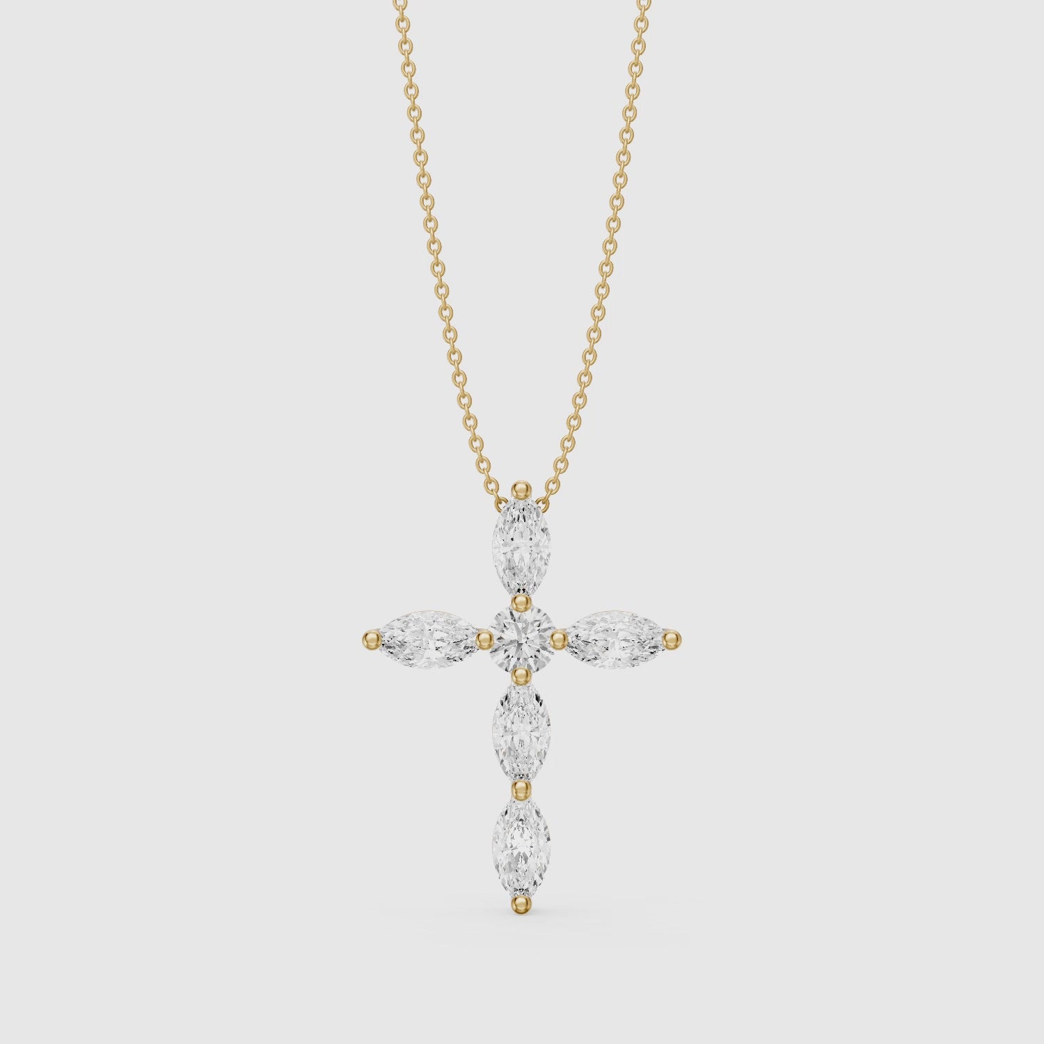 Load video: Noemi Marquise Lab Grown Diamond Cross Pendant