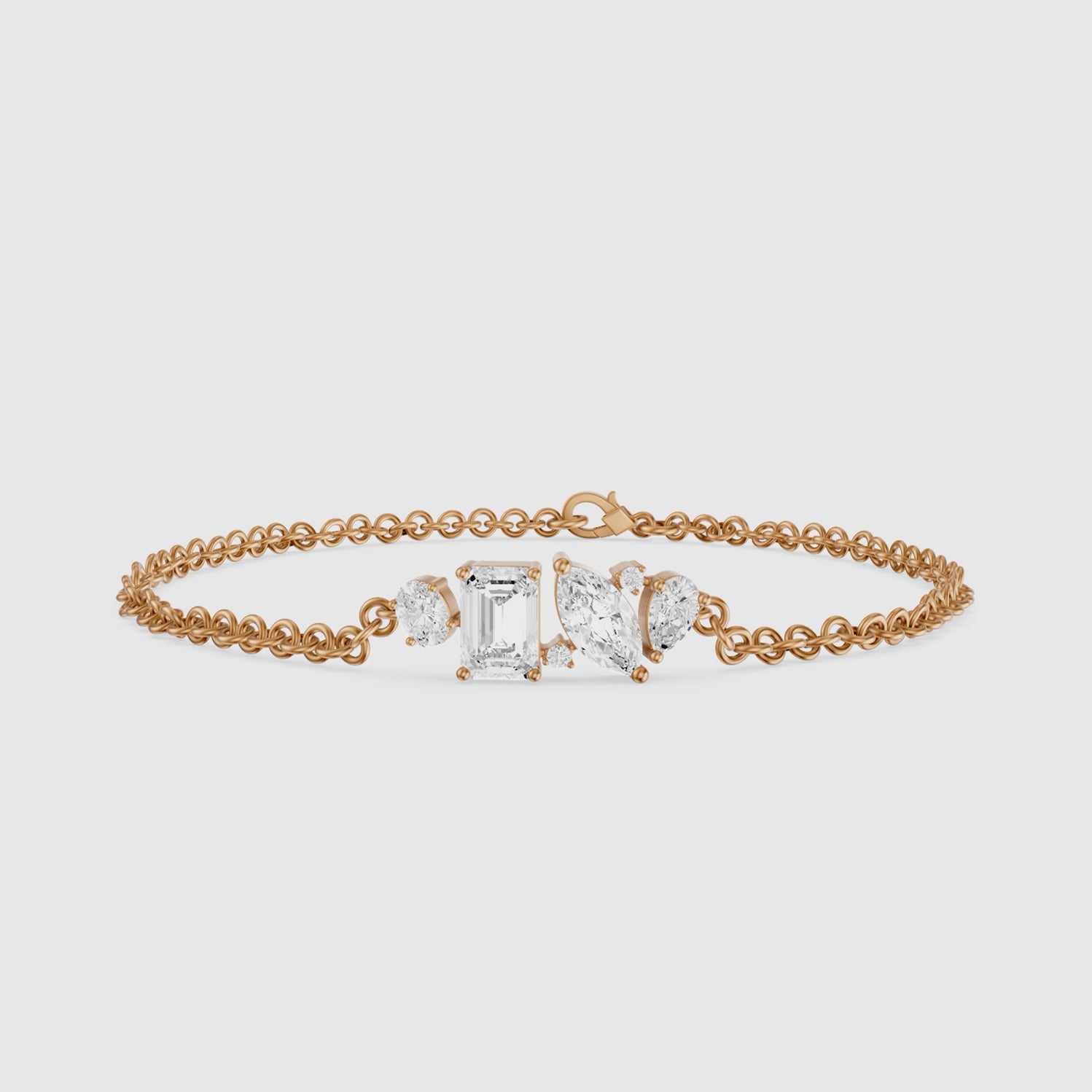 Load video: Cathal Fancy Shape Lab Grown Diamond Chain Bracelet