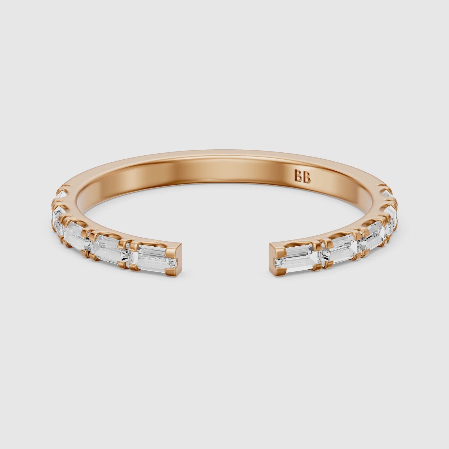 Load video: Delilah Baguette Lab Grown Diamond Modern Wedding Band