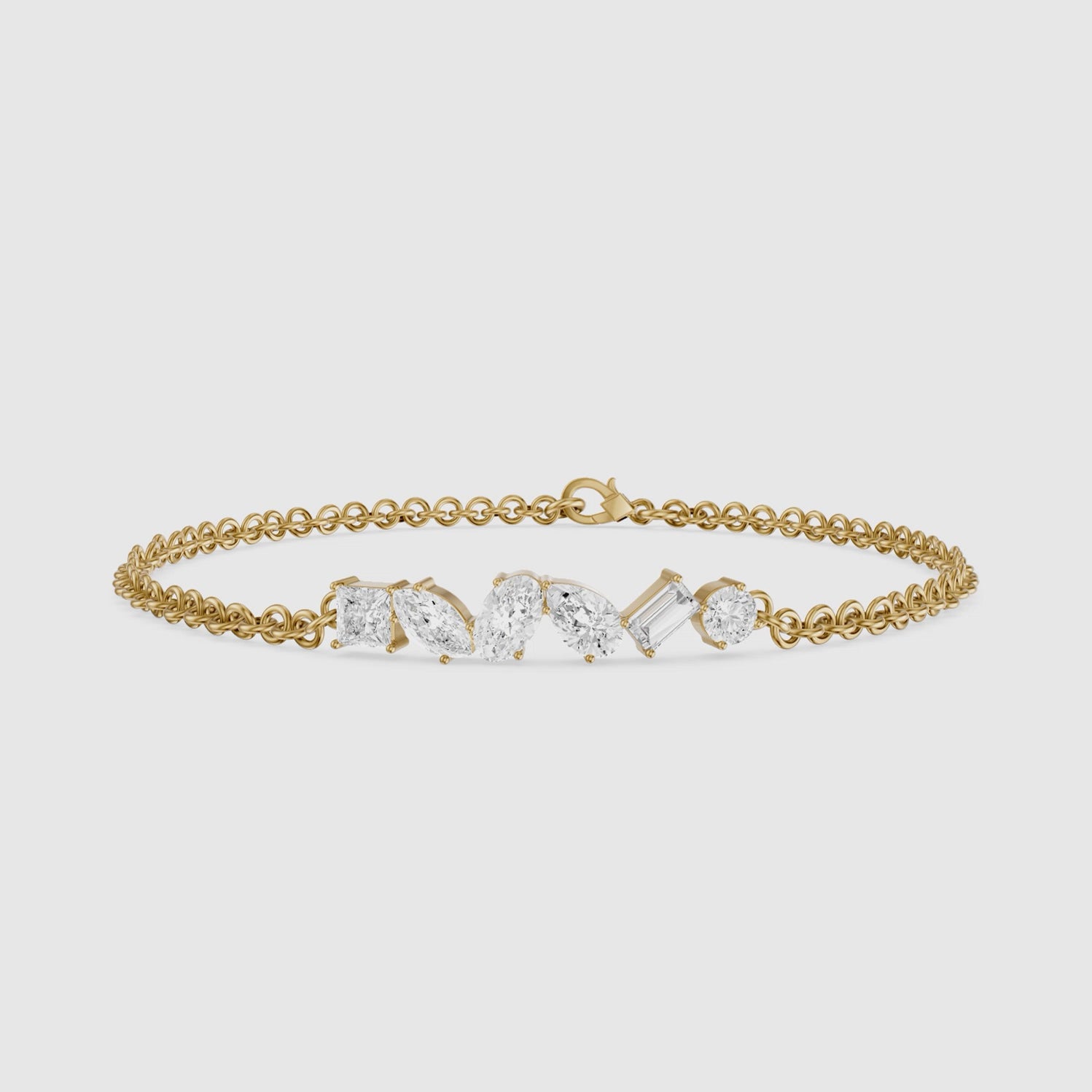 Load video: Aurelia Multi Shape Lab Grown Diamond Chain Bracelet