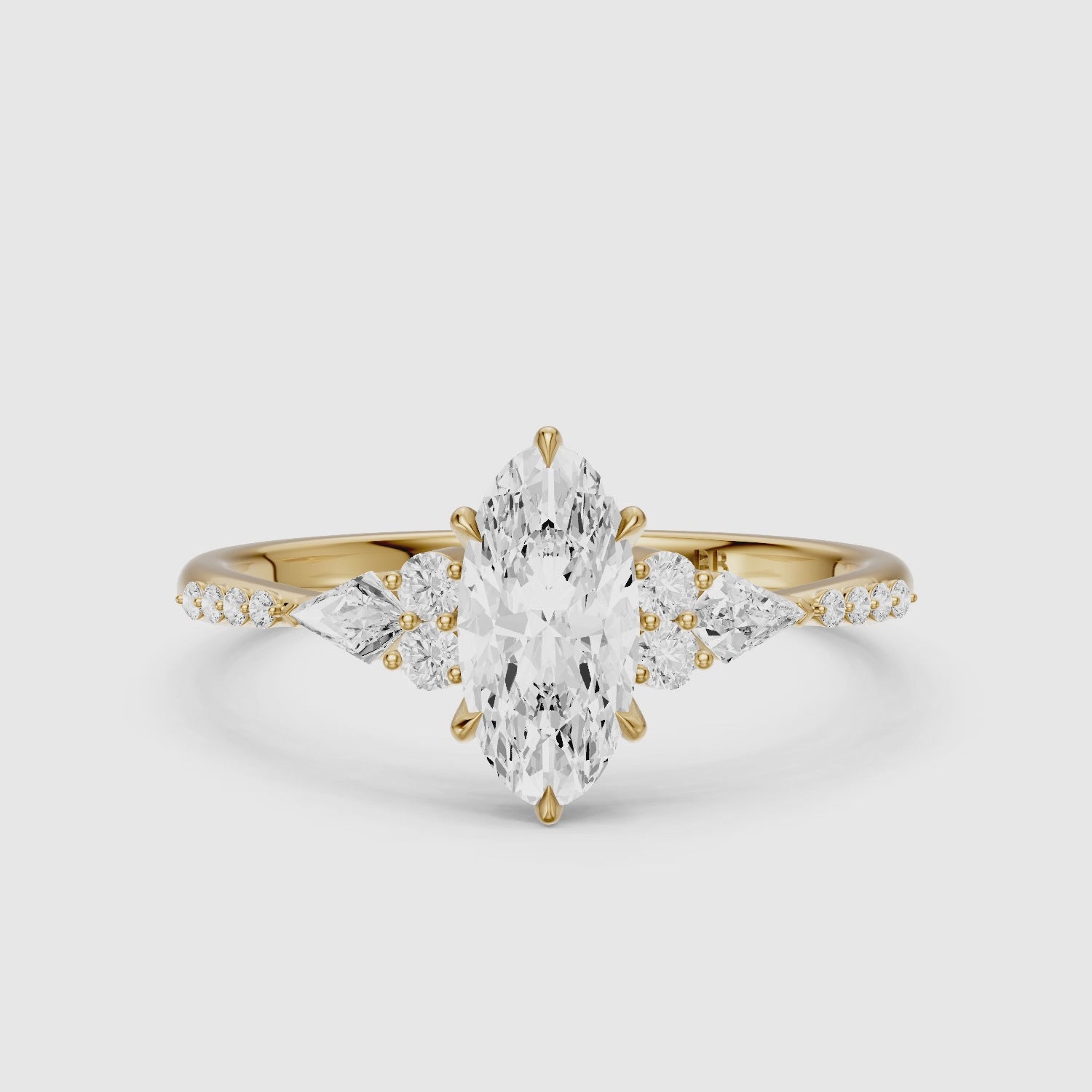 Load video: Esme Moval Lab Grown Diamond Cluster Ring with Kite Stones
