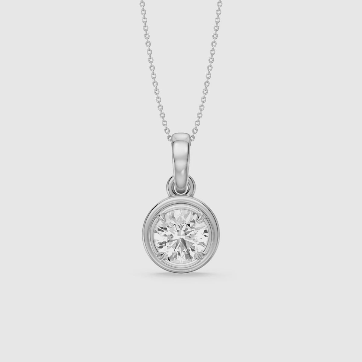 Load video: Kalani Round Lab Grown Diamond Bezel Pendant