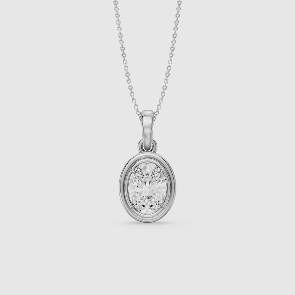 Load video: Teagan Oval Lab Grown Diamond Bezel With Prong Setting Pendant
