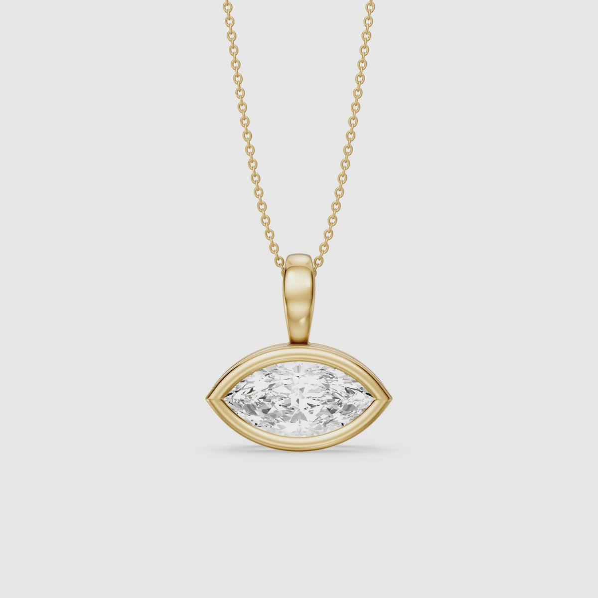 Load video: Malia East West Marquise Lab Grown Diamond Bezel Pendant