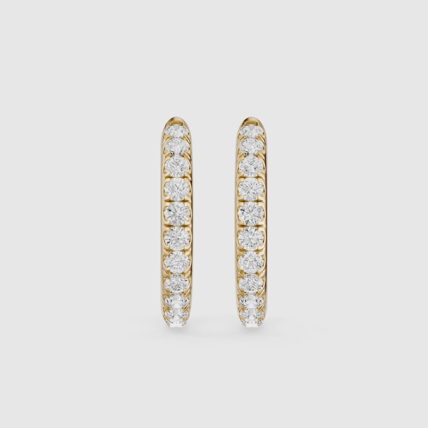 Load video: Victoria Round Cut Lab Grown Diamond Huggie Hoop Earrings