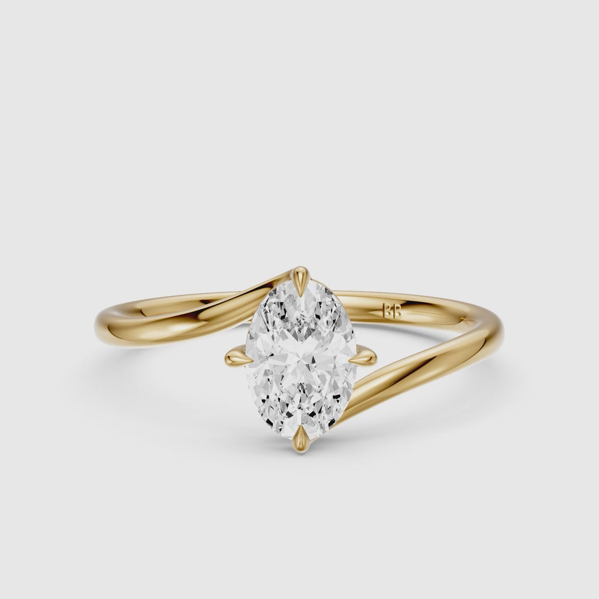 Load video: Lior Oval Cut Solitaire Bypass Lab Grown Diamond Engagement Ring