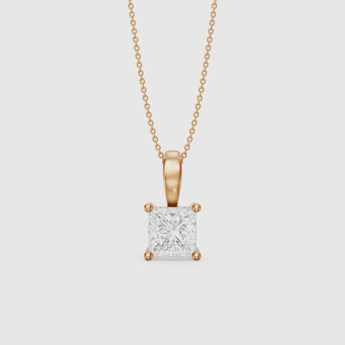 Load video: Nicole Princess Cut Solitaire Lab Grown Diamond Pendant