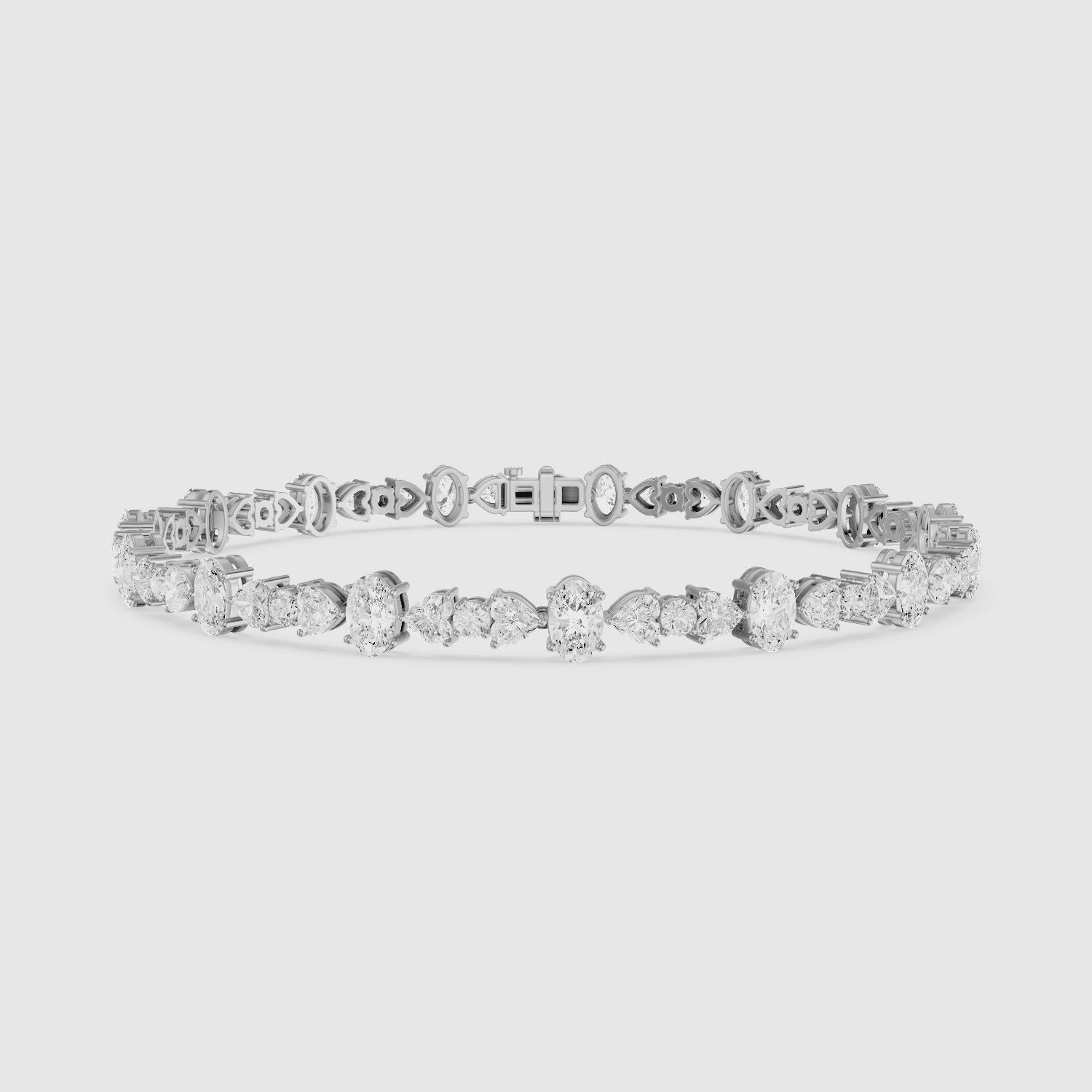 Load video: Kyra Heart, Oval and Round Lab Grown Diamond Tennis Bracelet