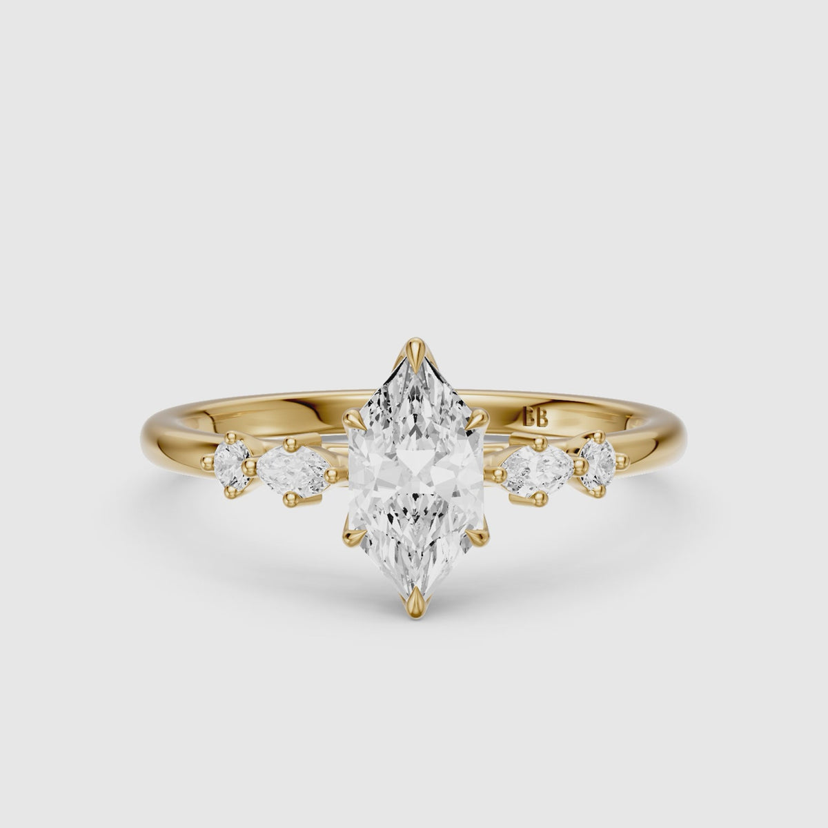 Load video: Jillian Dutch Marquise Moissanite Diamond Ring with Sculpted Tulip Setting