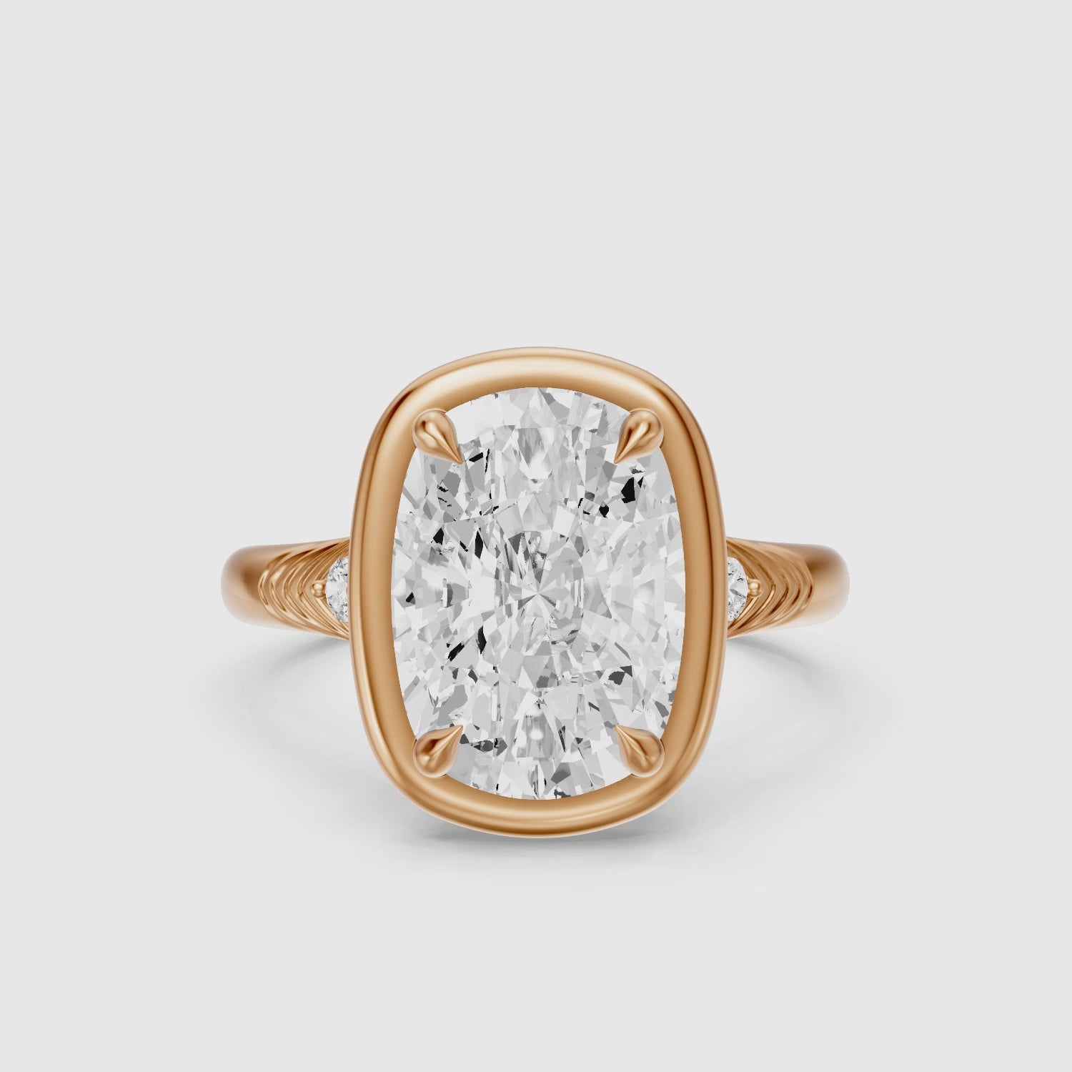 Load video: Emersyn Vintage Inspired Elongated Cushion Cut Bezel Prong Set Lab Grown Diamond Ring