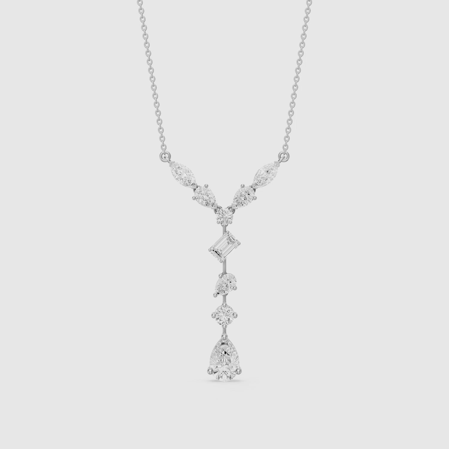 Load video: Elvie Multi Shape Lab Grown Diamond Drop Necklace