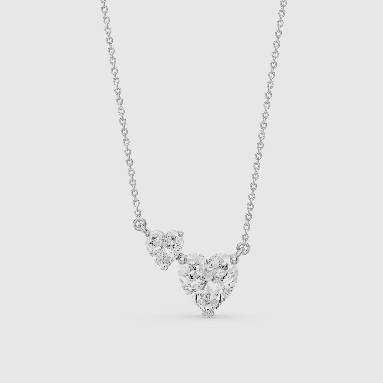 Load video: Brigitte Heart Shape Lab Grown Diamond Duo Necklace