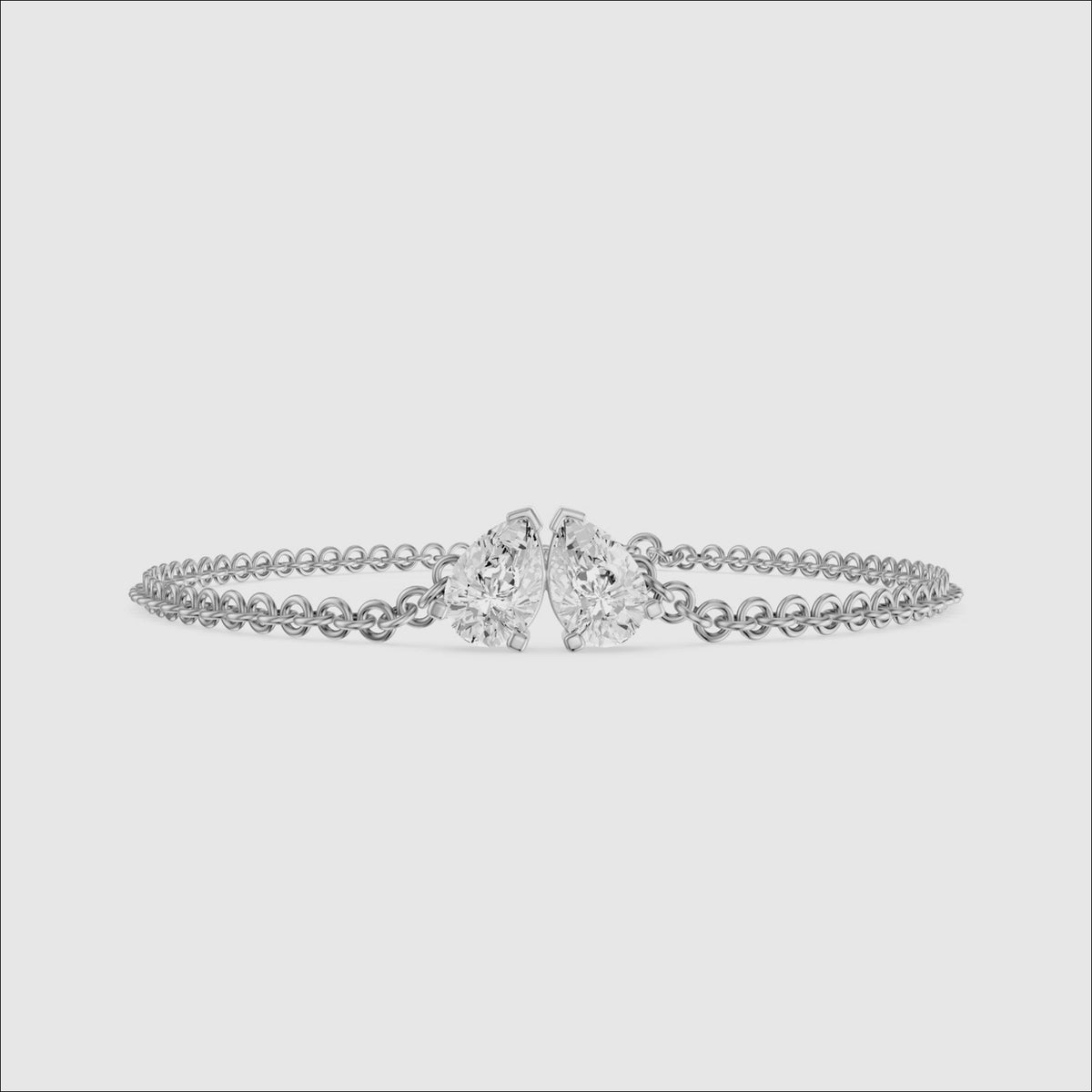 Load video: Jacquelyn Twin Pear Lab Grown Diamond Toi et Moi Chain Bracelet