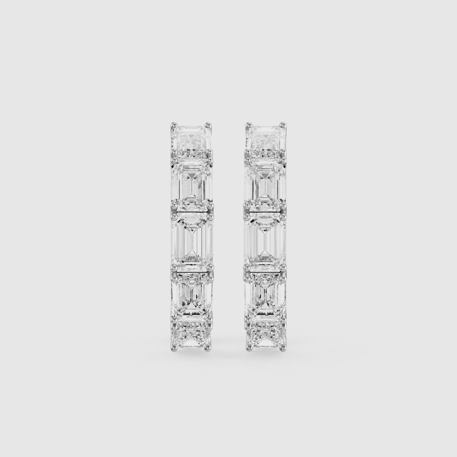 Load video: Talia Emerald Cut Lab Grown Diamond Inside Out Hoop Earrings