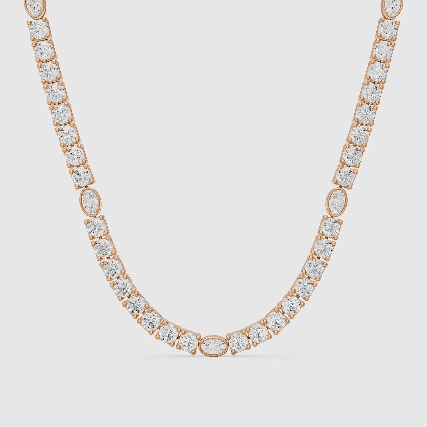 Load video: Juniper Oval Lab Grown Diamond Station Tennis Necklace