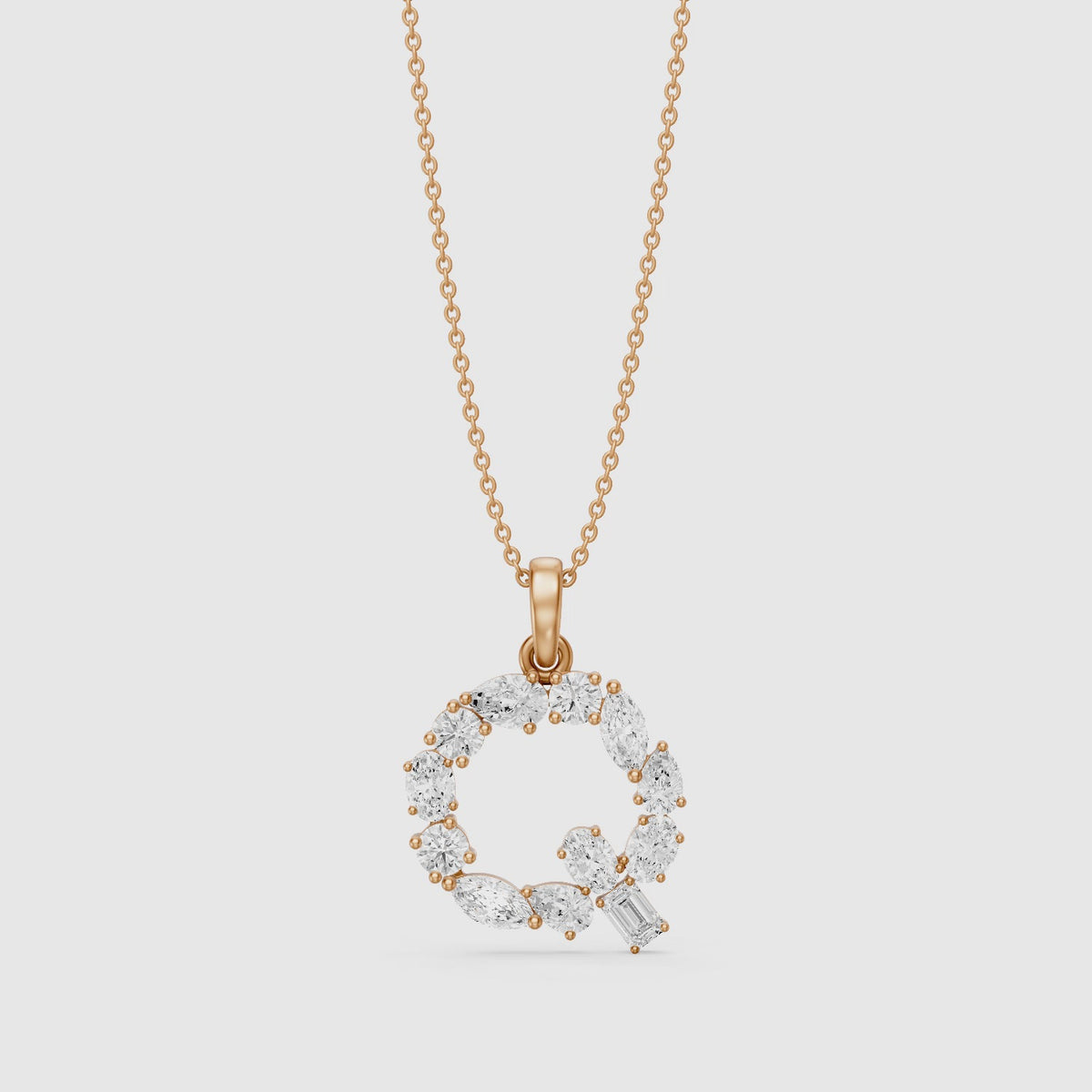 Load video: Alva Multi Shape Lab Grown Diamond Initial Q Pendant