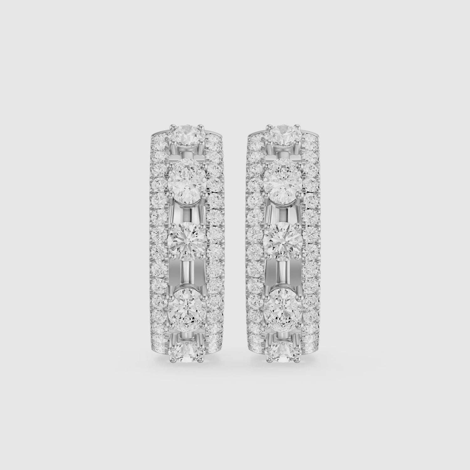 Load video: Gloria Round and Oval Cut Lab Grown Diamond Hoop Earrings
