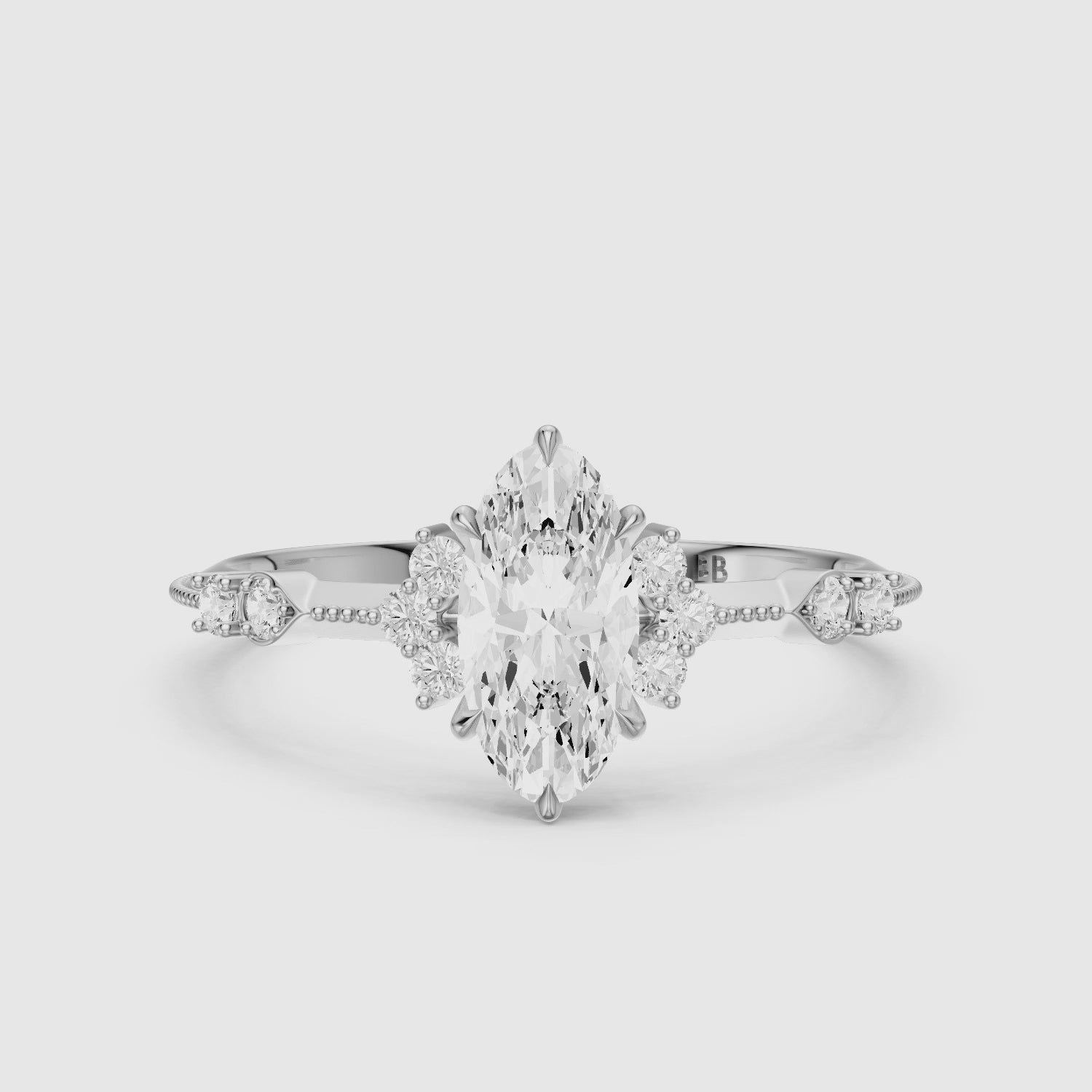 Load video: Marlowe Moval Moissanite Diamond Vintage Inspired Ring