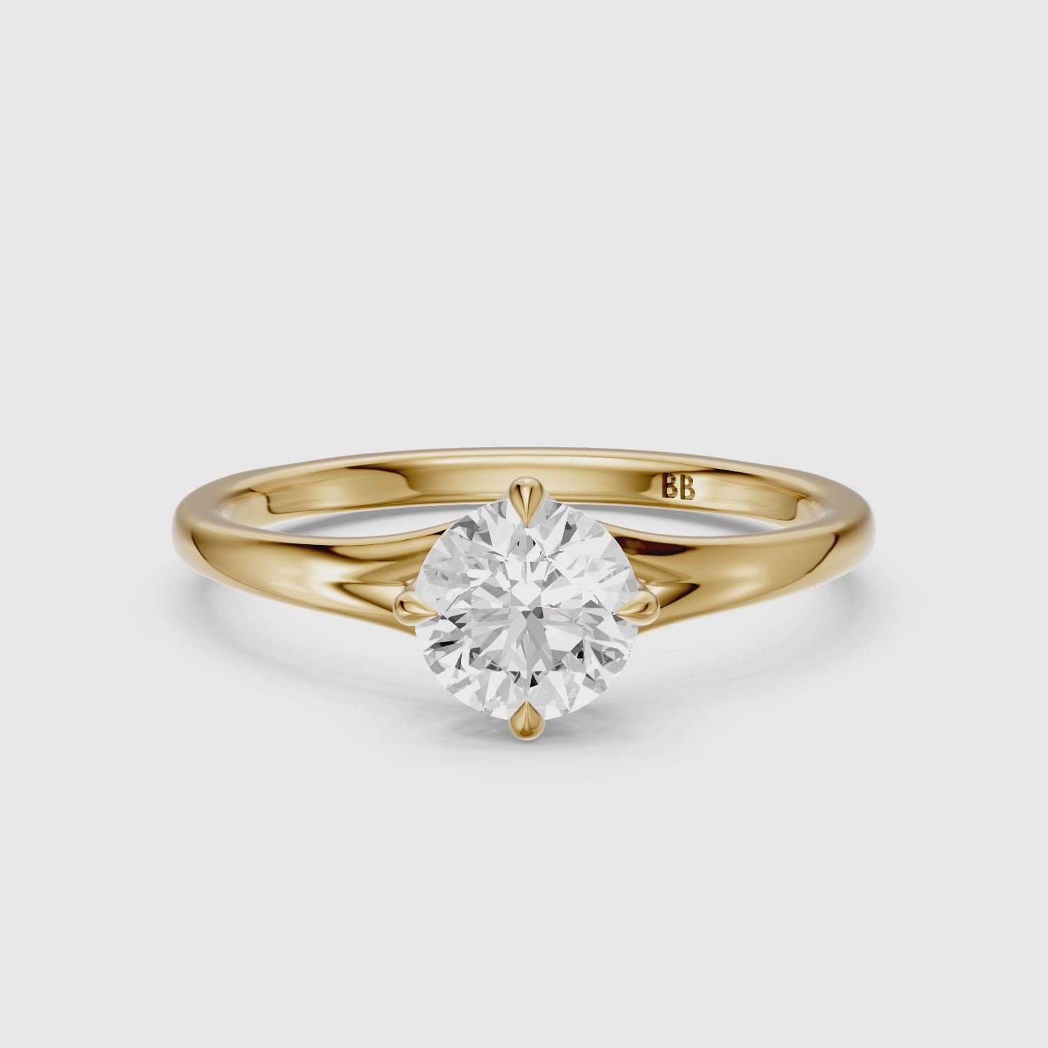 Load video: Aubrie Round Cut Split Shank Solitaire Lab Grown Diamond Ring