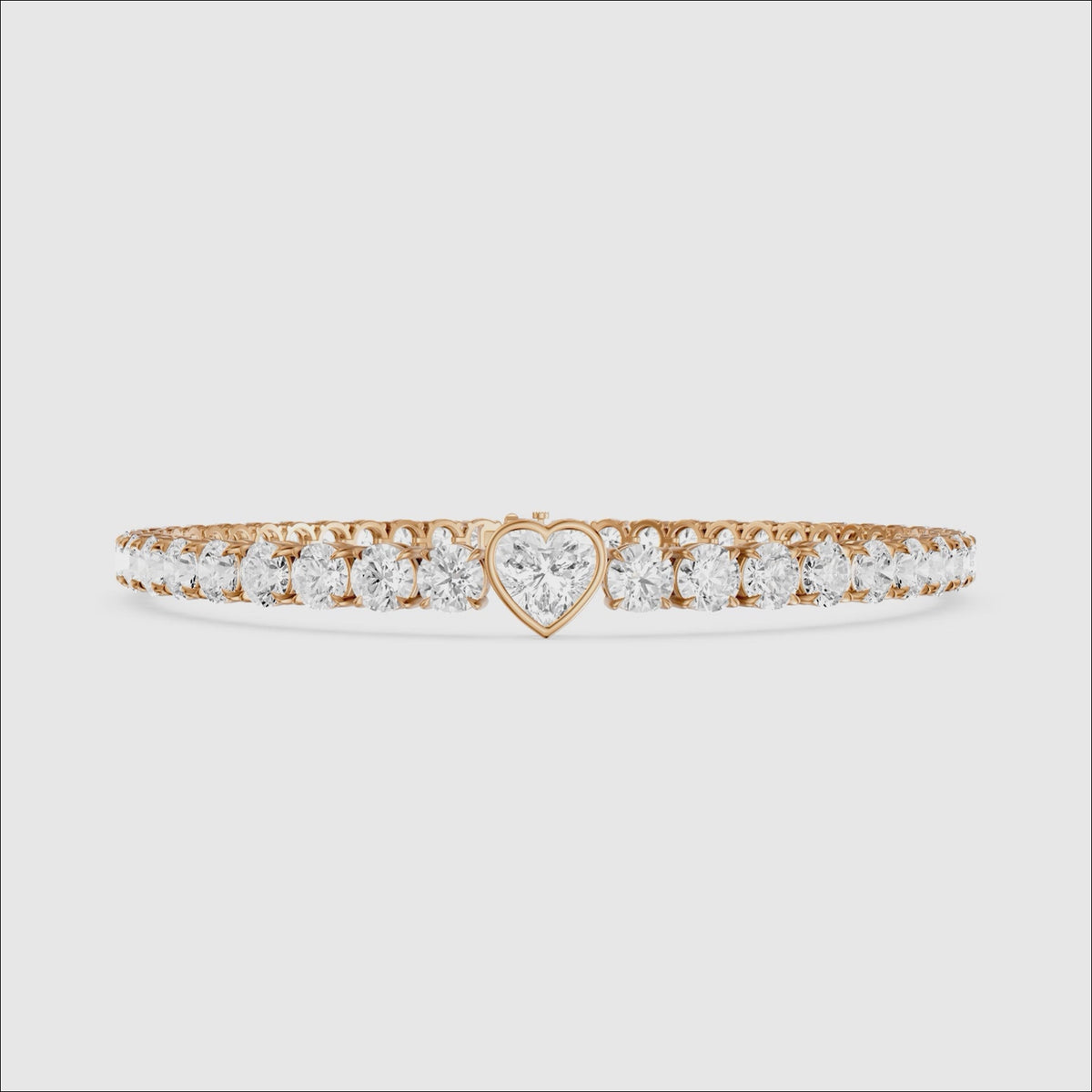 Load video: Juliette Heart Shape and Round Lab Grown Diamond Single Station Tennis Bracelet
