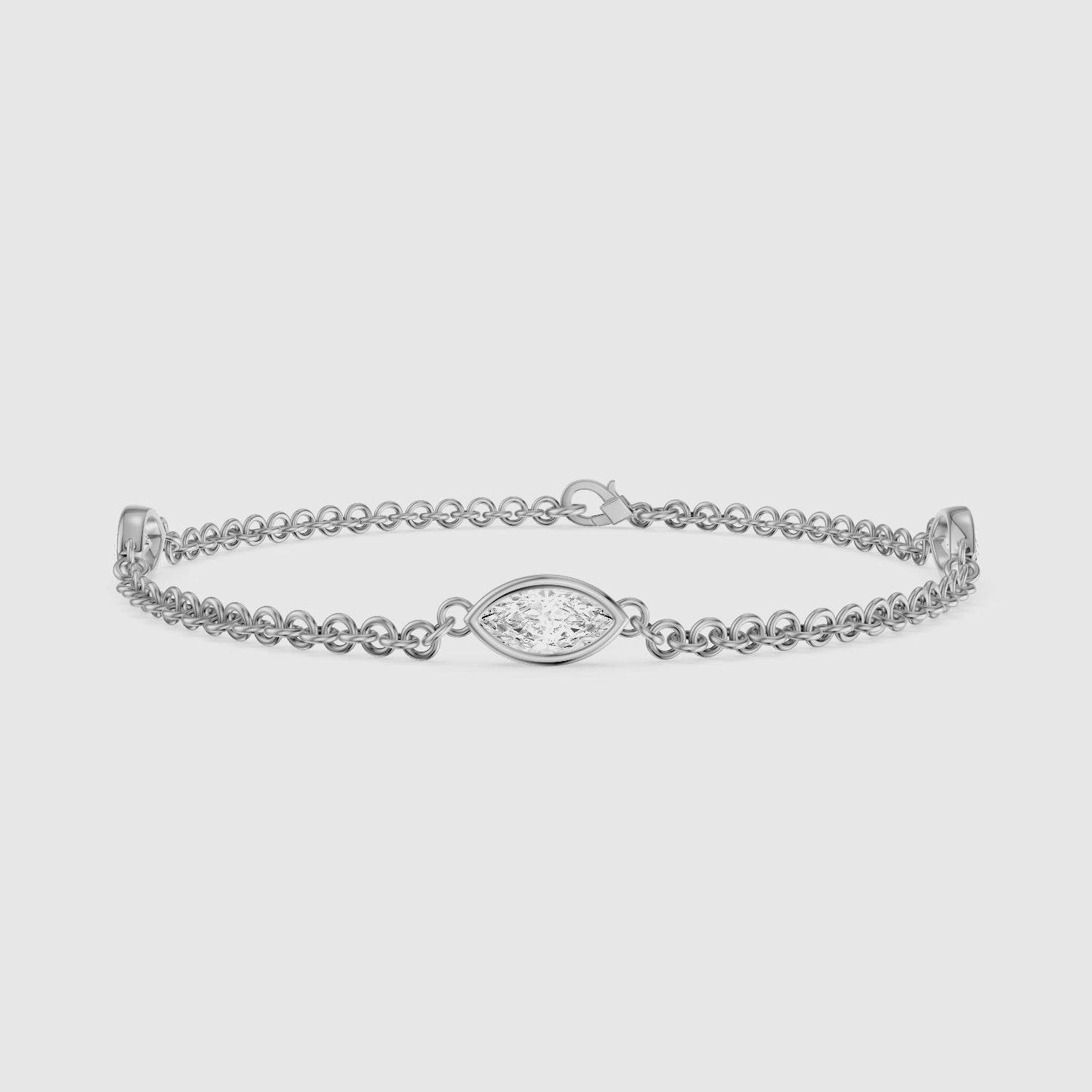 Load video: Riona Marquise Lab Grown Diamond Station Chain Bracelet