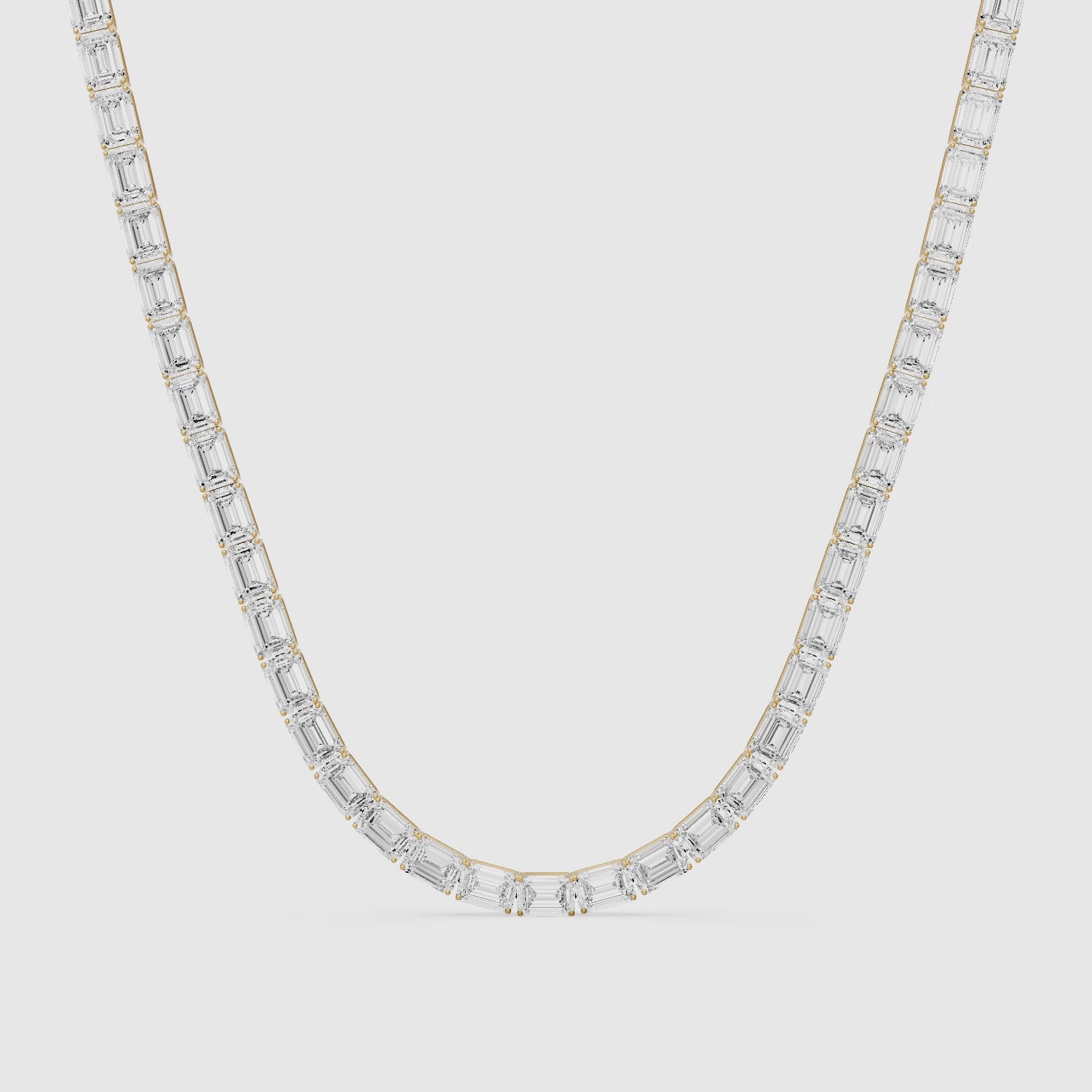 Load video: Genevieve Emerald Cut Lab Grown Diamond Four Prong Tennis Necklace
