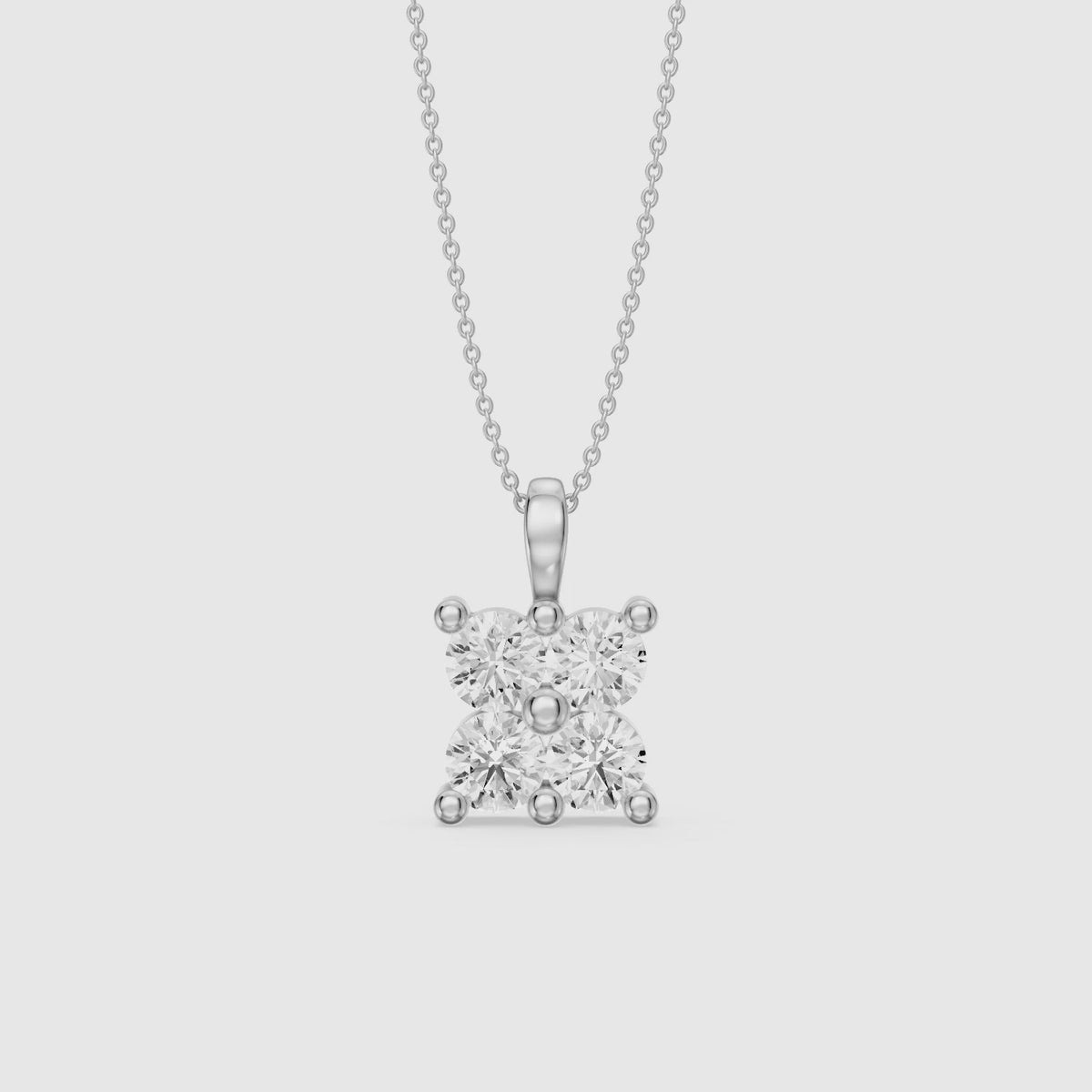 Load video: Alayna Floral Cluster Round Lab Grown Diamond Pendant