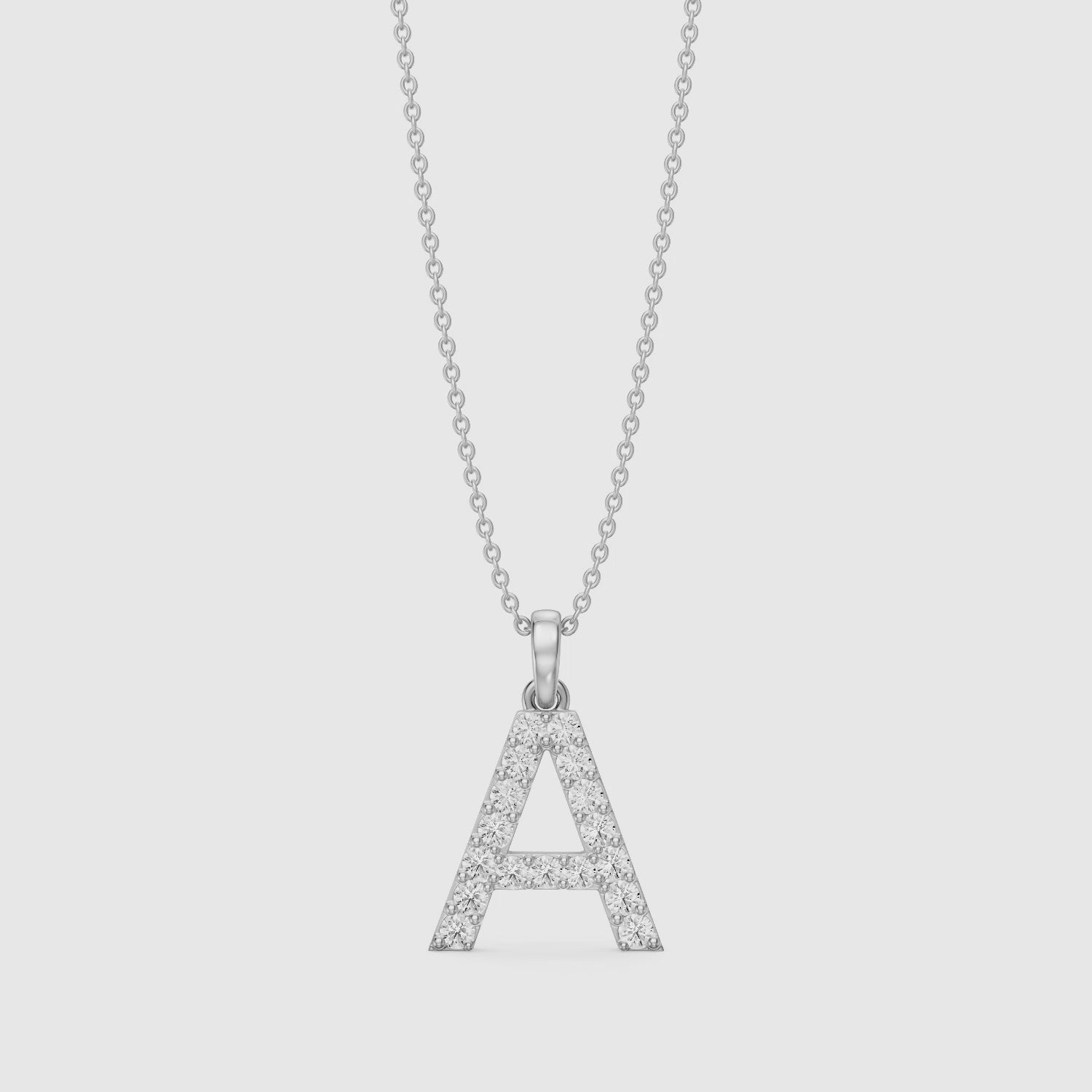 Load video: Addison Lab Grown Diamond A Initial Pendant Necklace